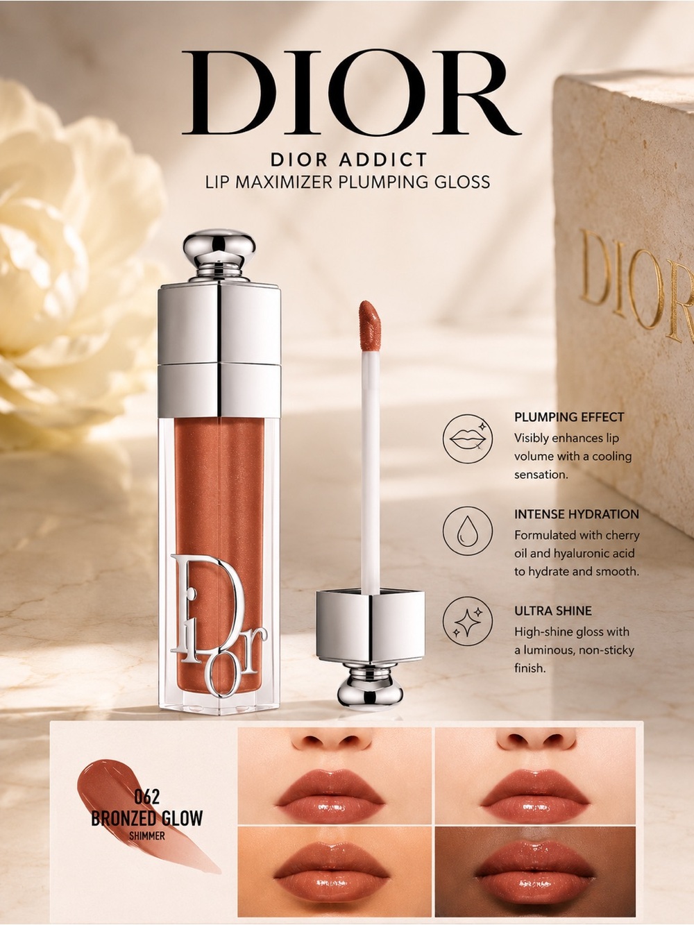 Dior Addict Lip Maximizer Plumping Gloss 062 Bronzed Glow